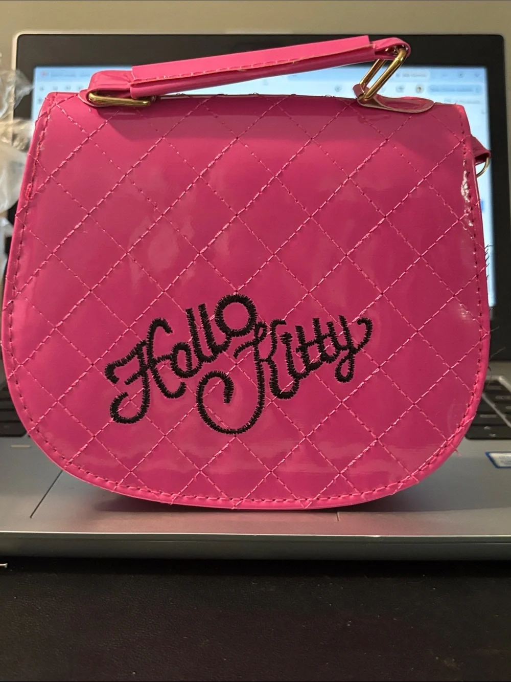 Hello Kitty Pink Quilted Crossbody Bag with Black Bow